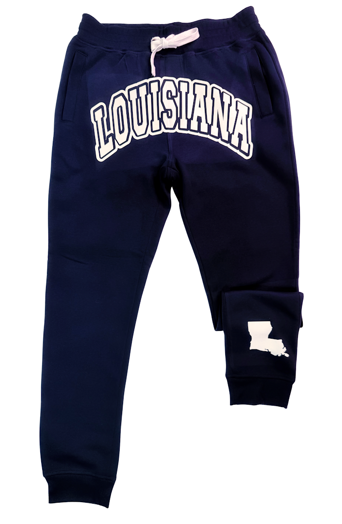 Navy and White LOUISIANA Joggers