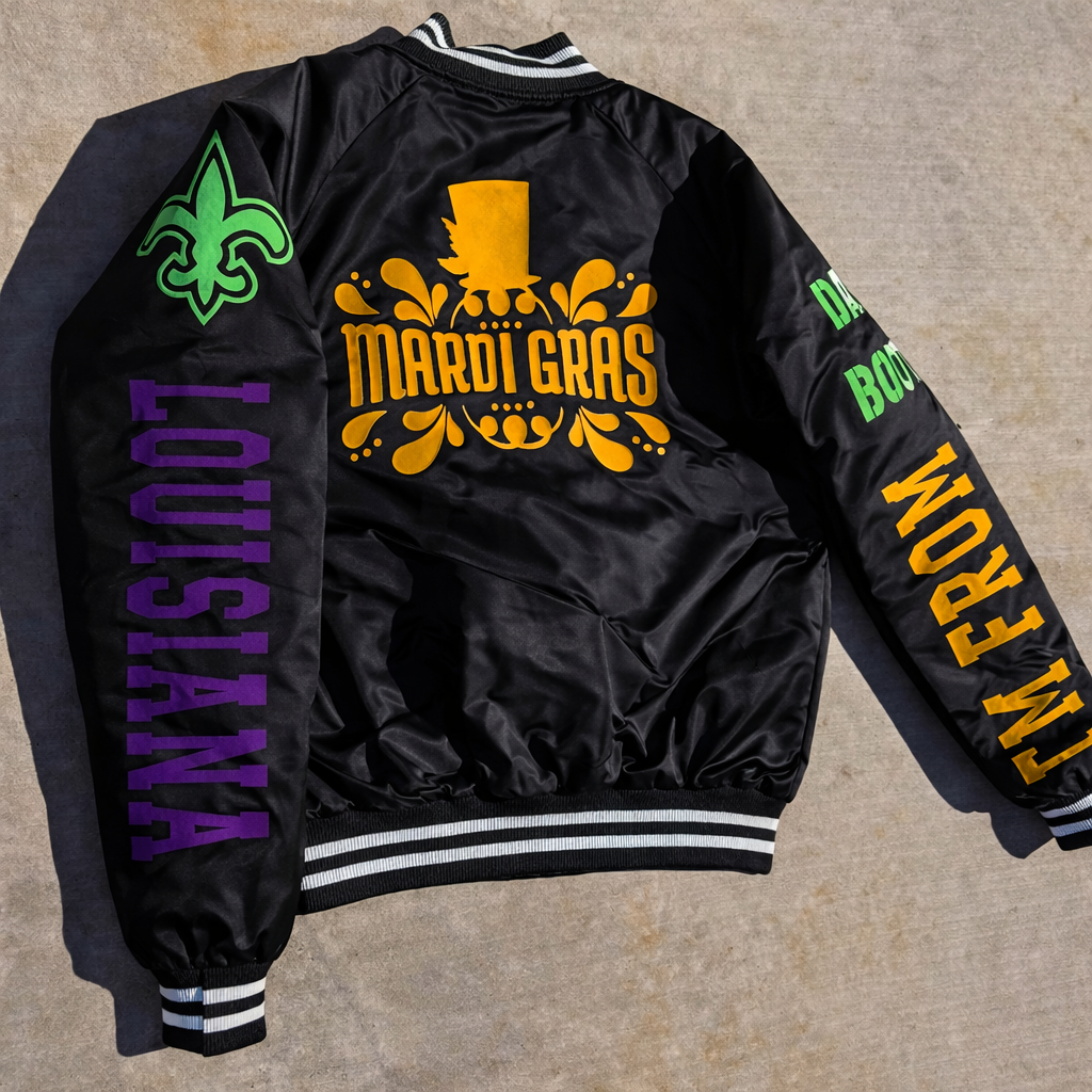 Mardi Gras IM FROM LOUISIANA Custom Bomber Jacket