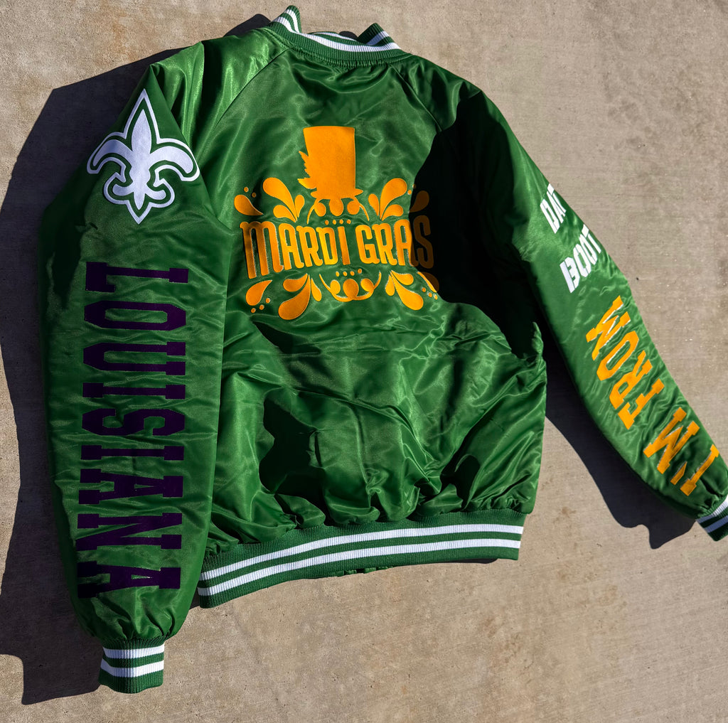 Mardi Gras IM FROM LOUISIANA Custom Bomber Jacket