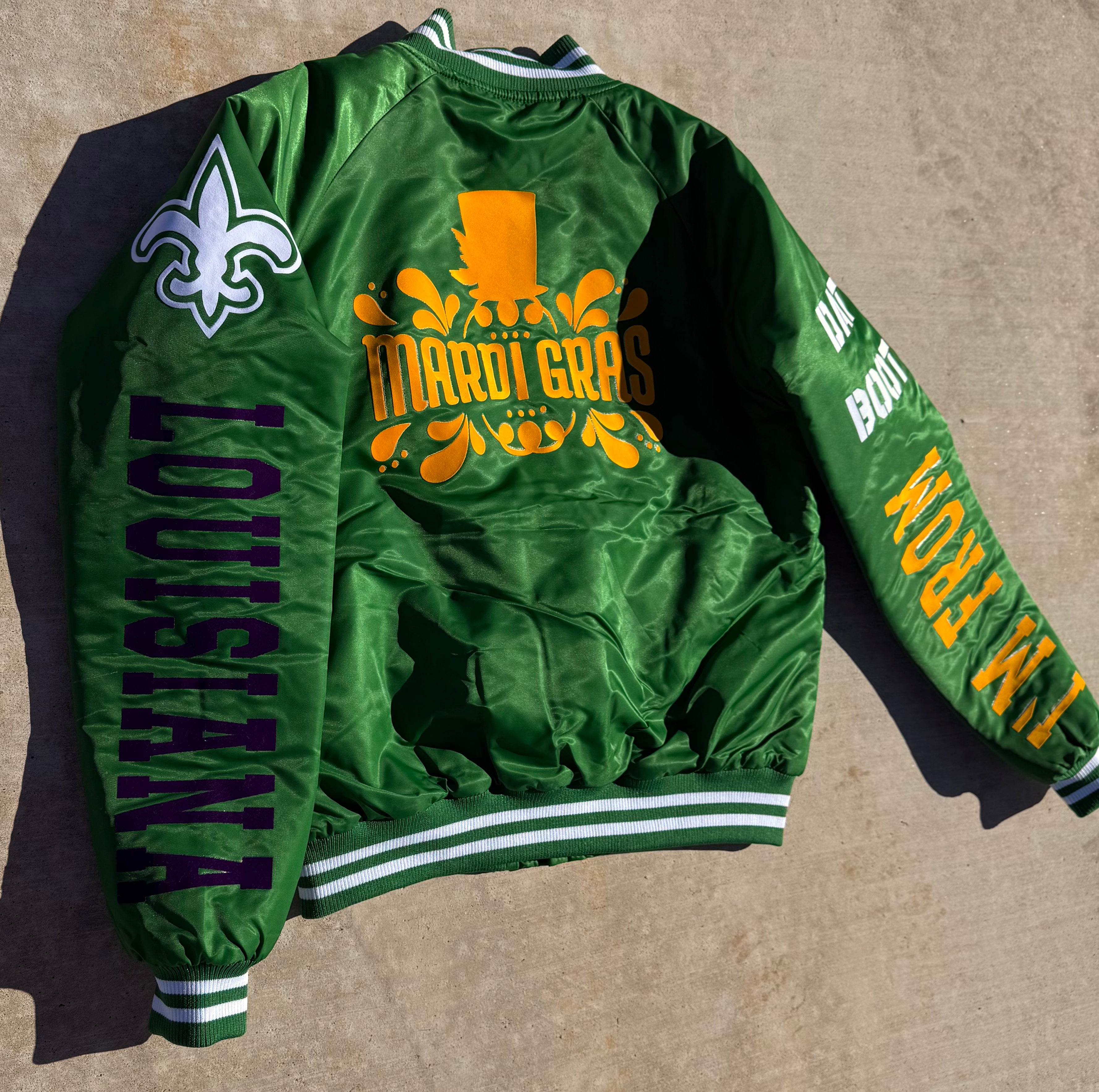 Mardi Gras IM FROM LOUISIANA Custom Bomber Jacket