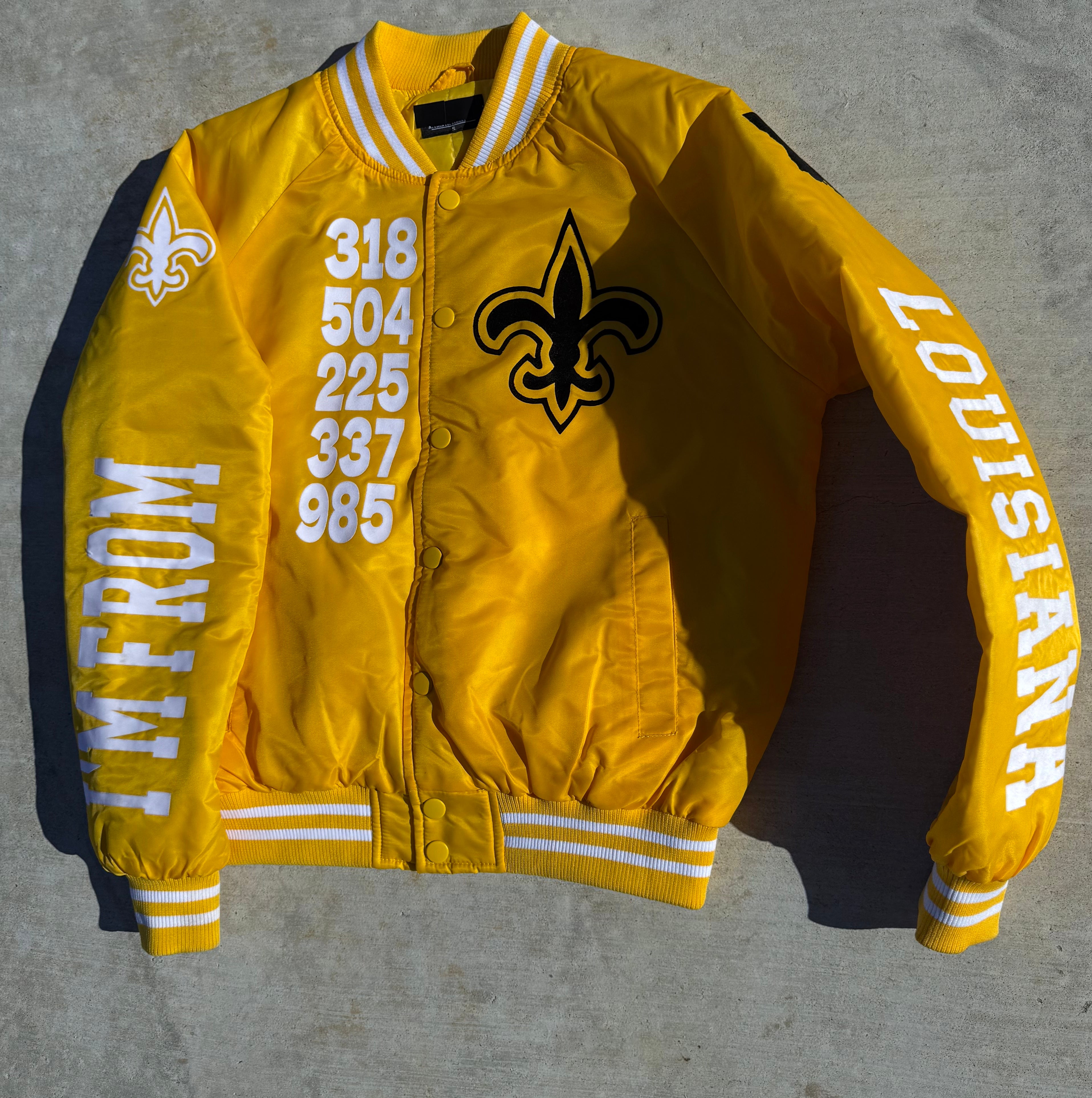 Gold and White IM FROM LOUISIANA Bomber Jacket