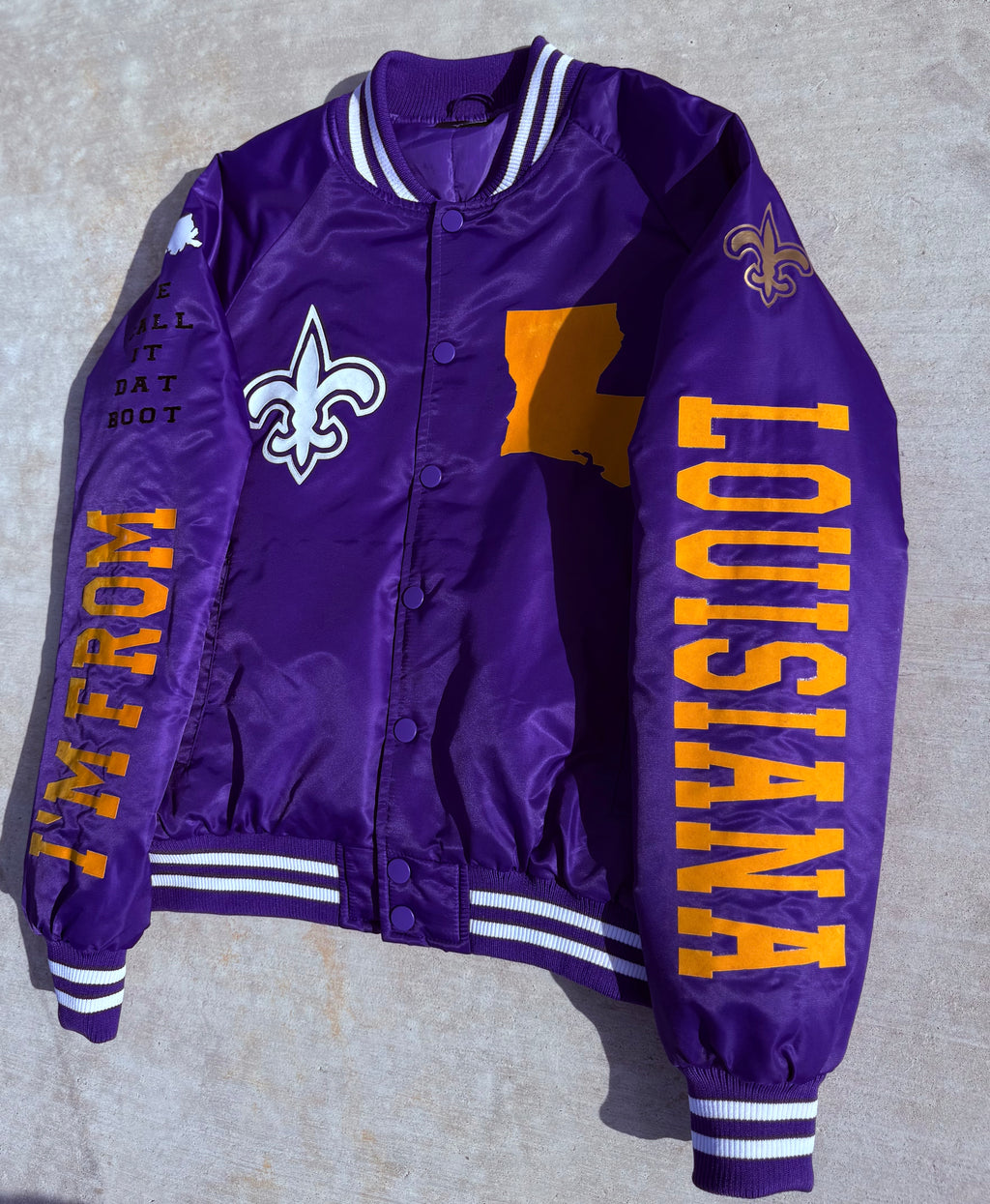 Purple and Gold IM FROM LOUISIANA Bomber Jacket