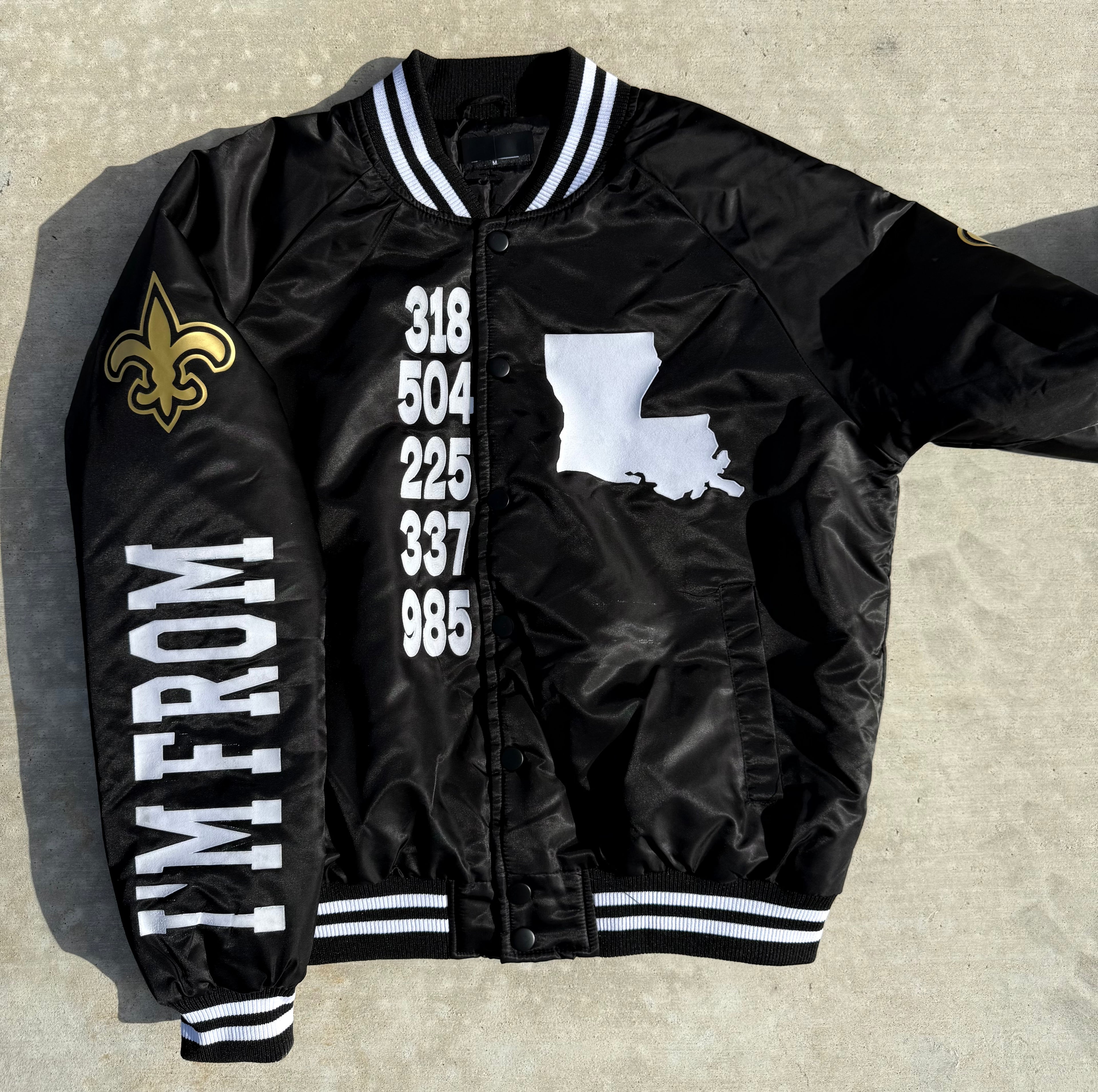 Black and Gold IM FROM LOUISIANA Bomber Jacket