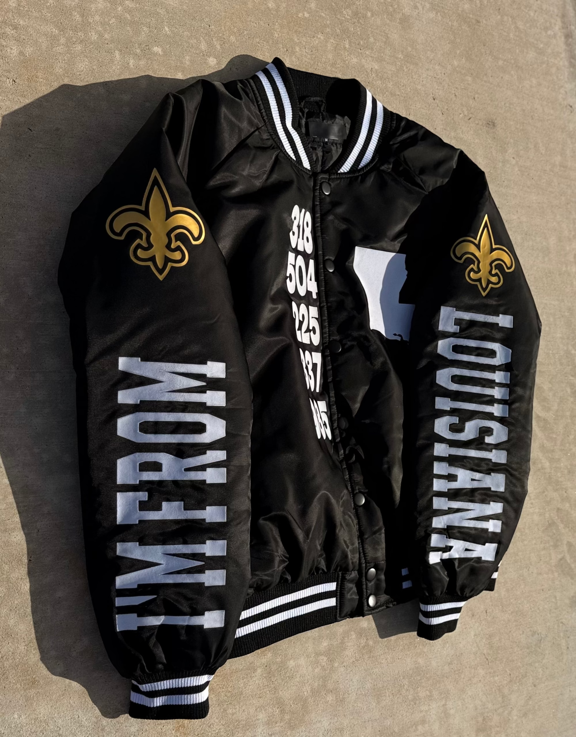 Black and Gold IM FROM LOUISIANA Bomber Jacket