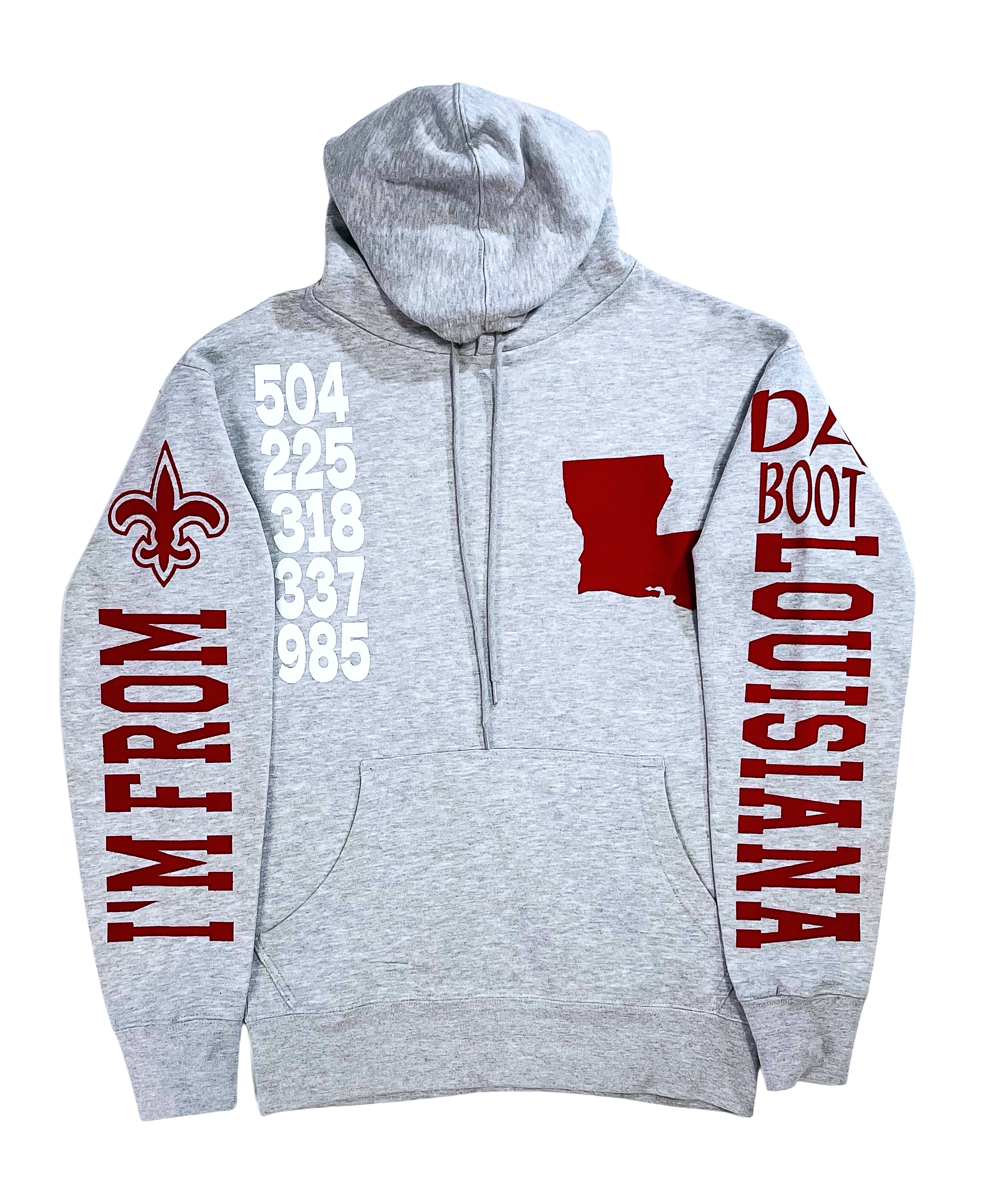 Grey and Red "IM FROM LOUISIANA" Custom Hoodie